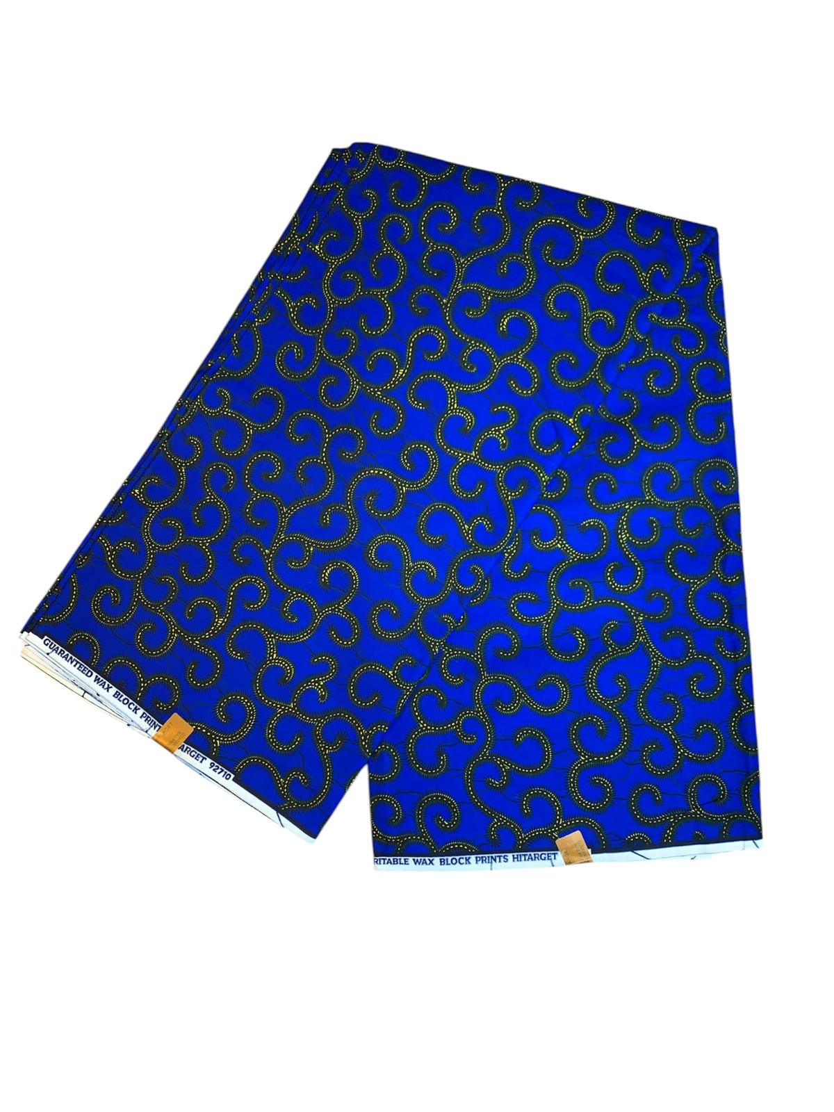 Tissus Wax Africain 100% Coton Ankara, 1 à 5 yard Wax Macaroni Bleu