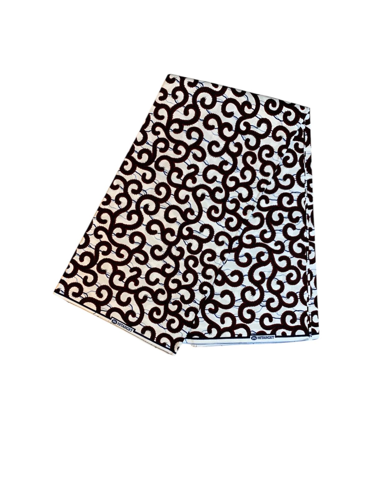 Tissus Wax Africain 100% Coton Ankara 1 à 6 yards Wax Hitarget Macaroni Blanc