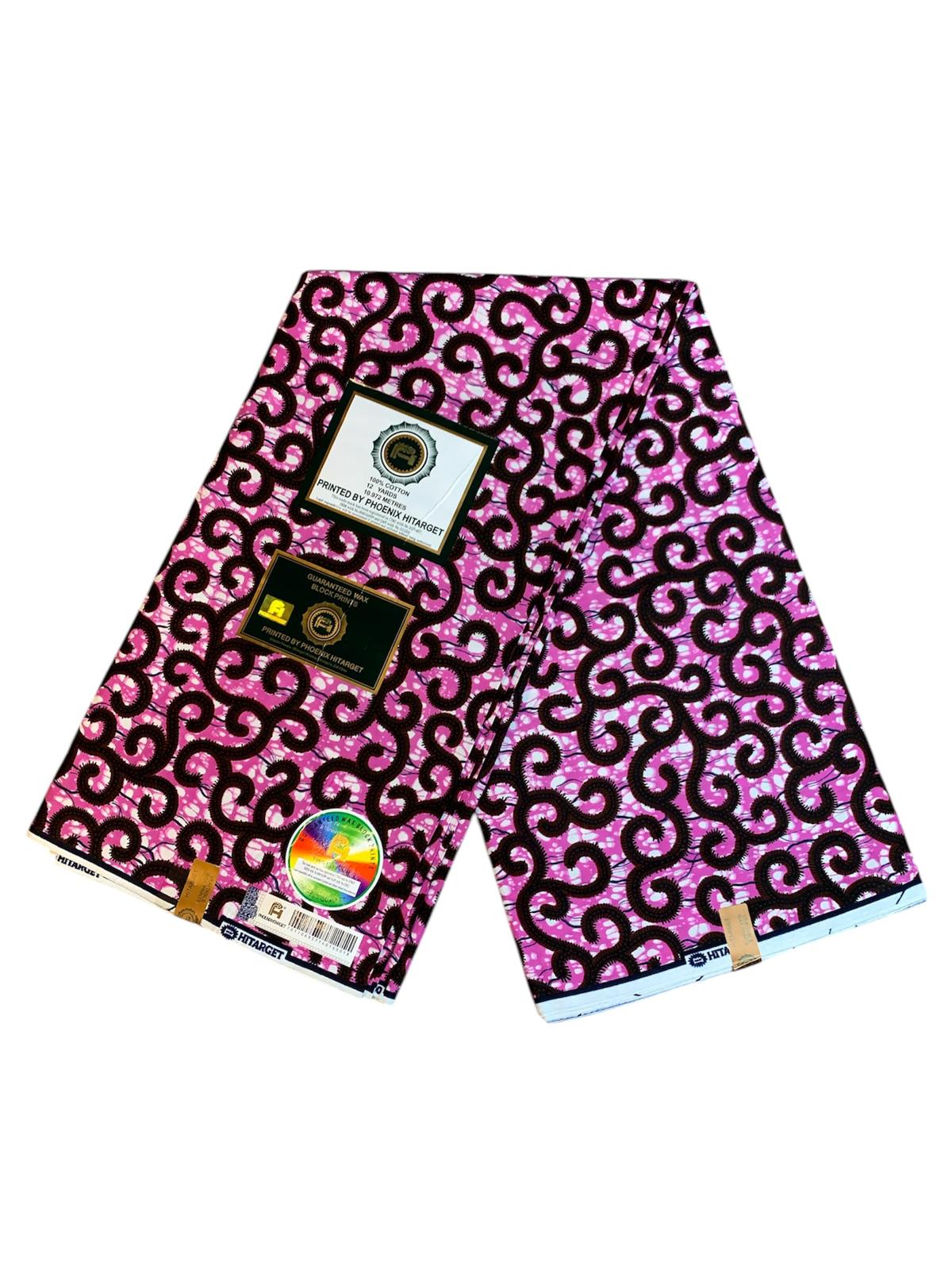 Tissus Wax Africain 100% Coton Ankara 1 à 6 yards Wax Hitarget Macaroni Pink Ankara rose