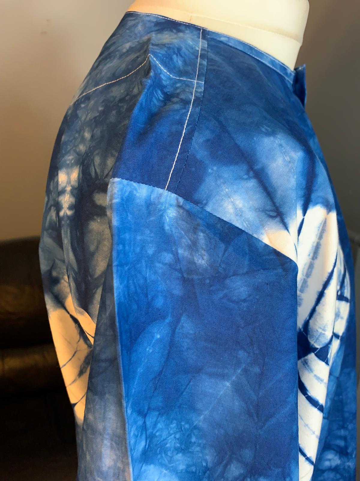 Herren Indigo Hellblau Adire Kampala Hemden (Große Größen) Übergröße XXL 100% Baumwolle