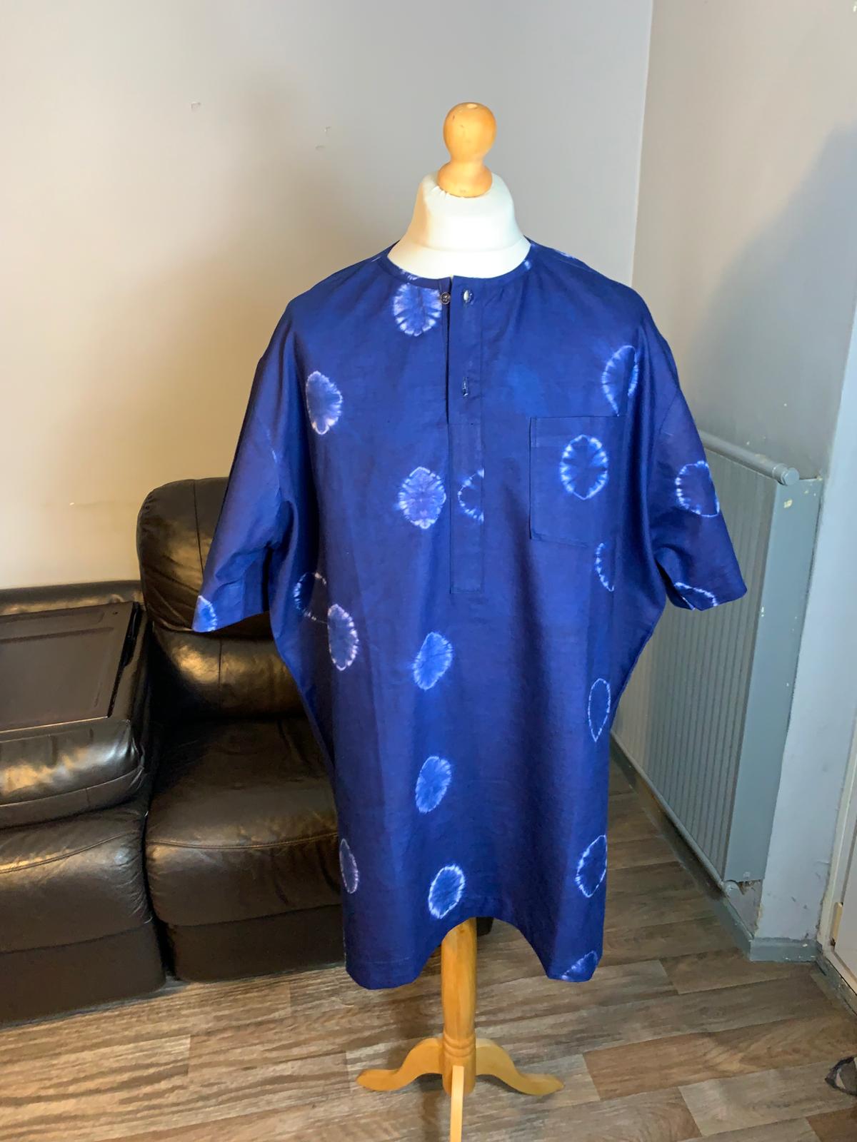 Chemise Homme Indigo Bleu (Grandes tailles) Oversize XXXXL 100%coton.