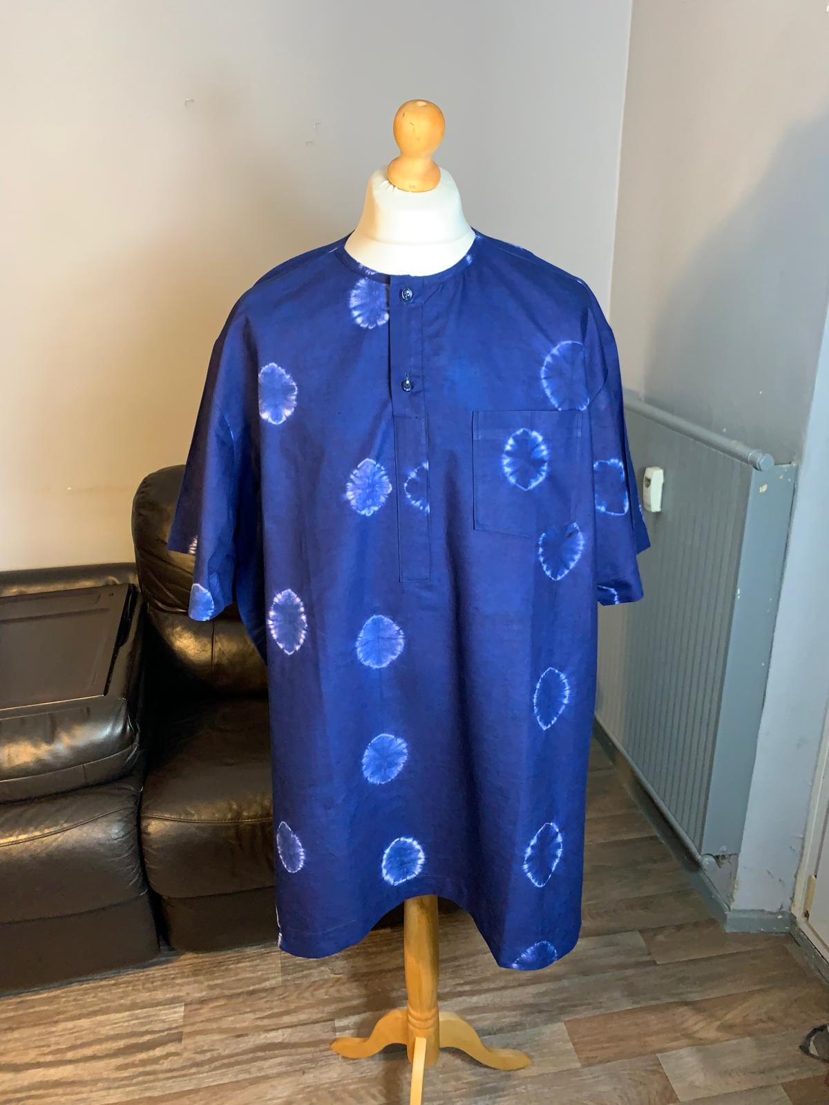 Chemise Homme Indigo Bleu (Grandes tailles) Oversize XXXXL 100%coton.