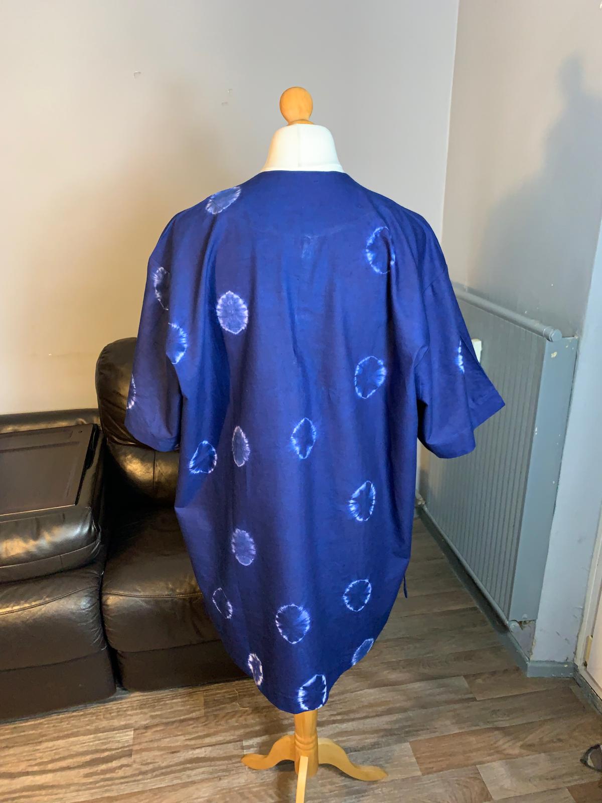 Chemise Homme Indigo Bleu (Grandes tailles) Oversize XXXXL 100%coton.
