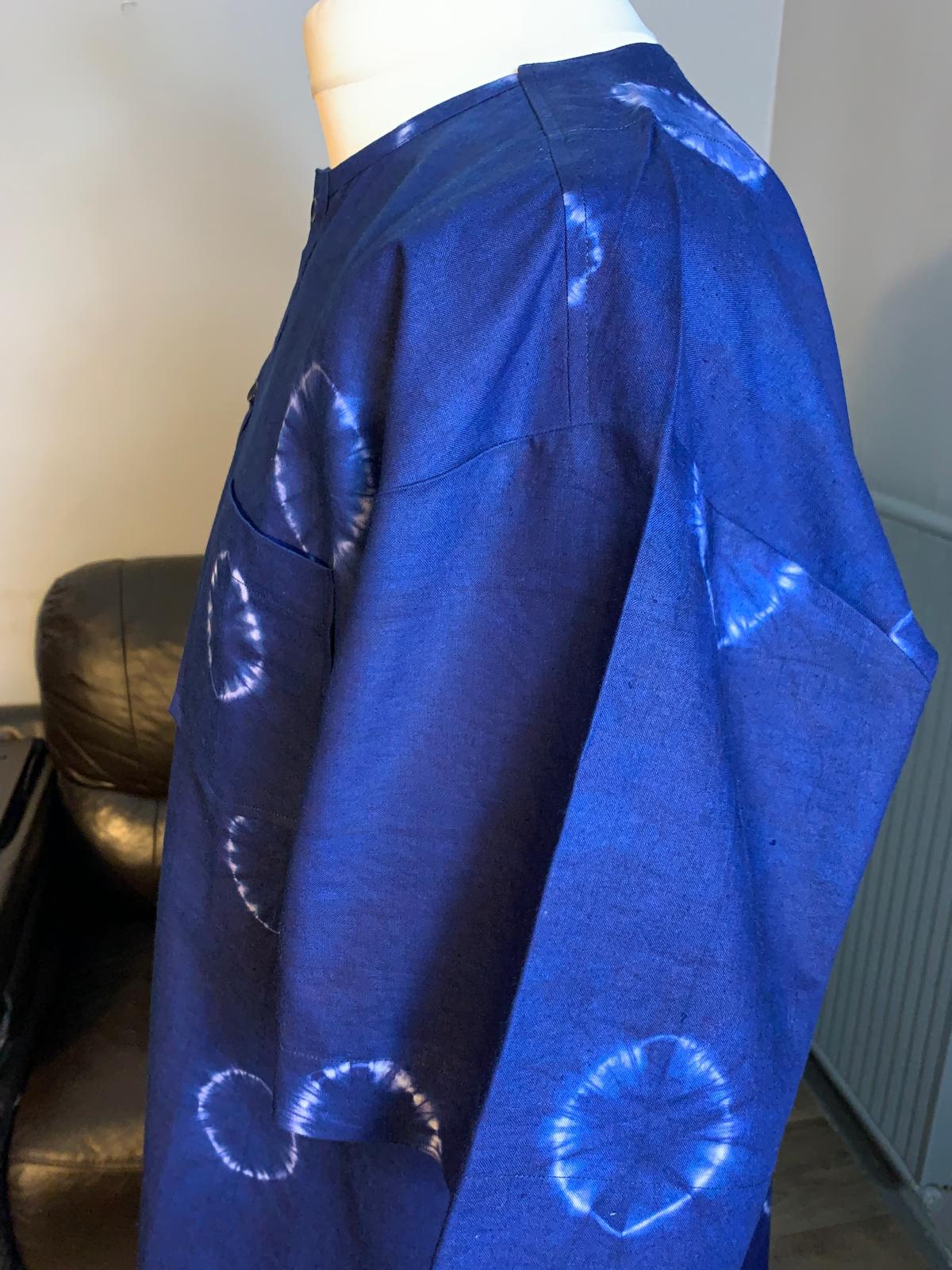 Chemise Homme Indigo Bleu (Grandes tailles) Oversize XXXXL 100%coton.