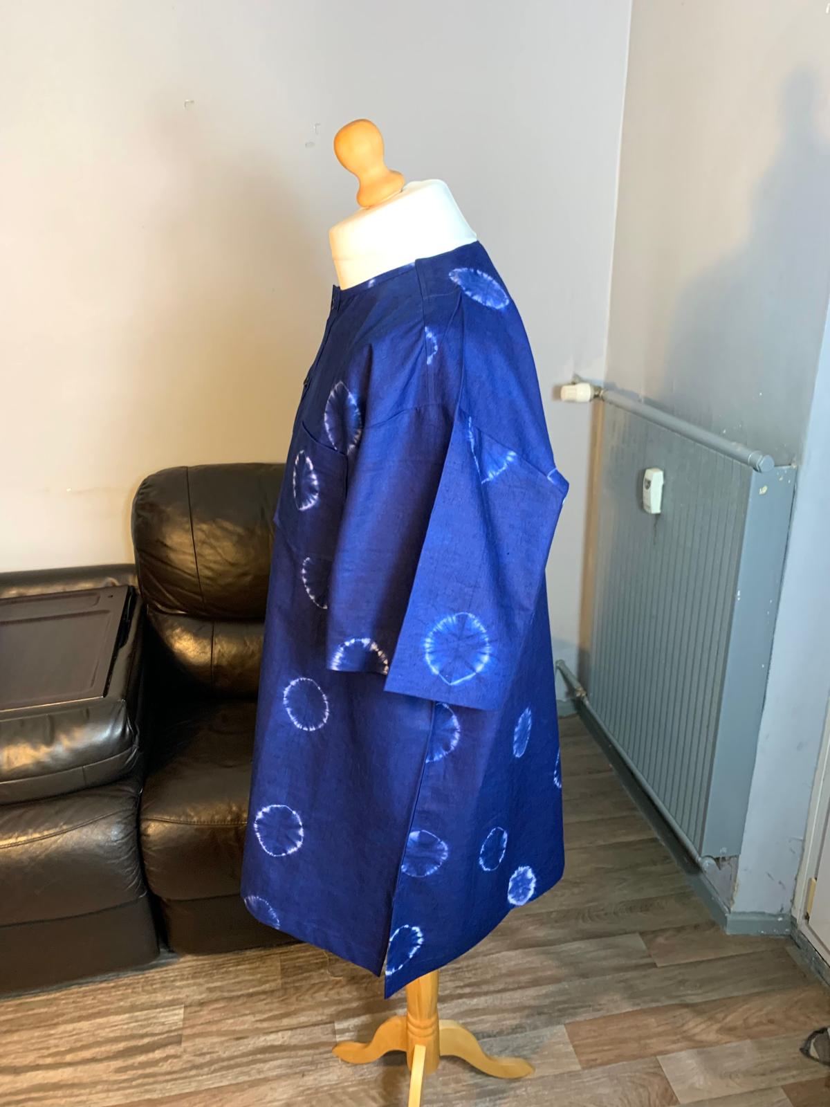 Chemise Homme Indigo Bleu (Grandes tailles) Oversize XXXXL 100%coton.