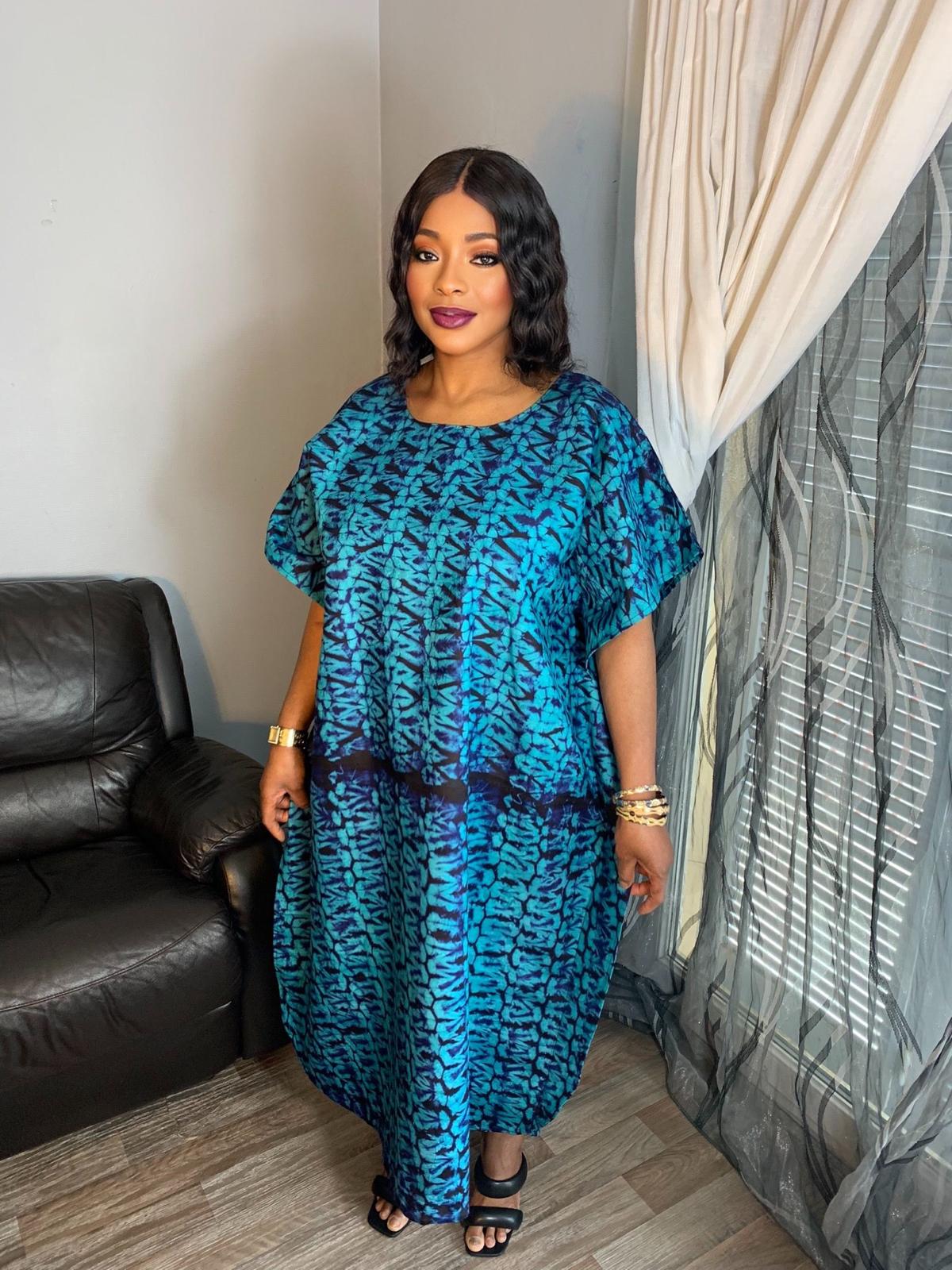Bazin Dress Blue