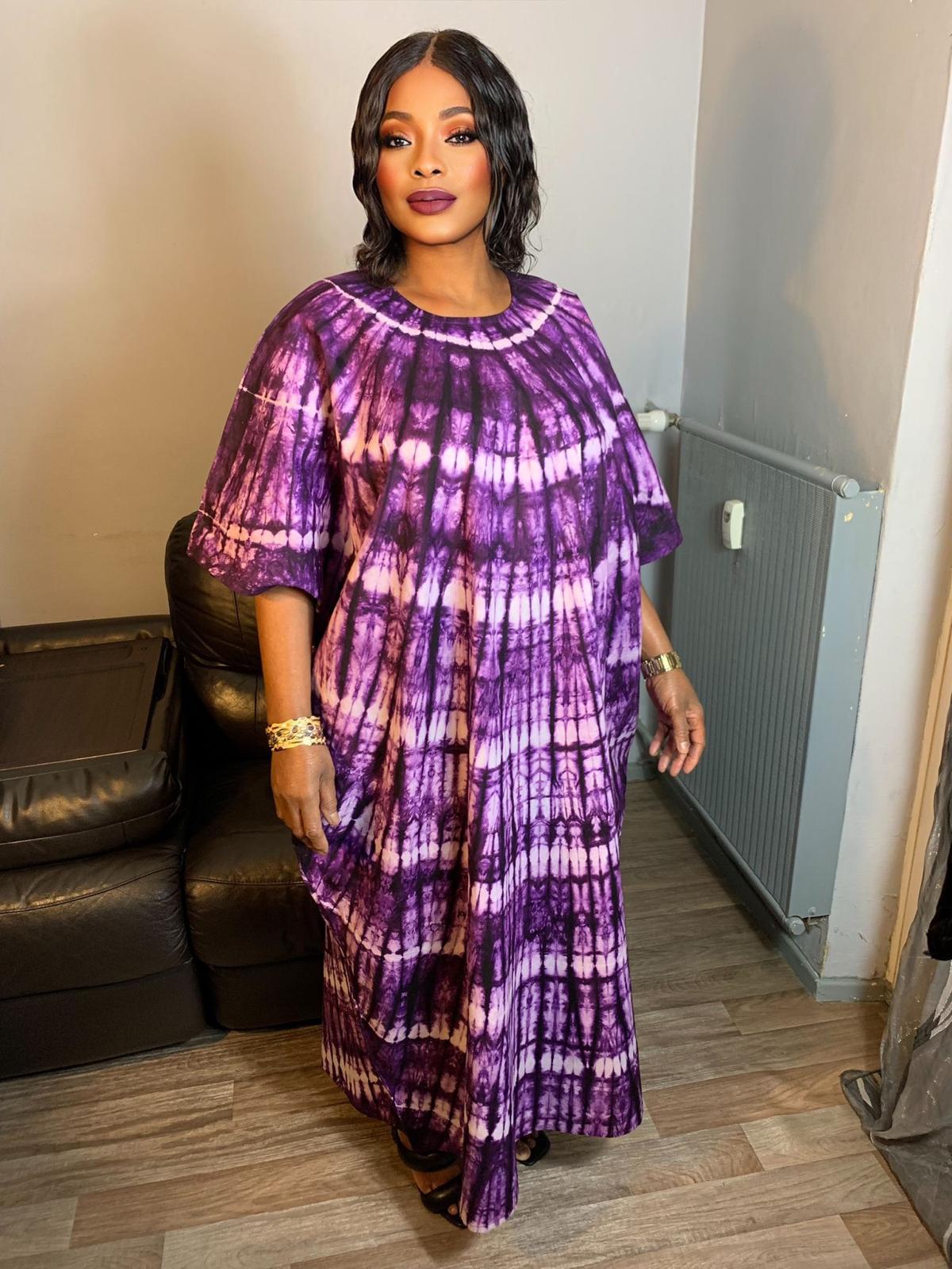 Robe Longue Batik Makeba Tie and Dye, multicolores,100% coton.