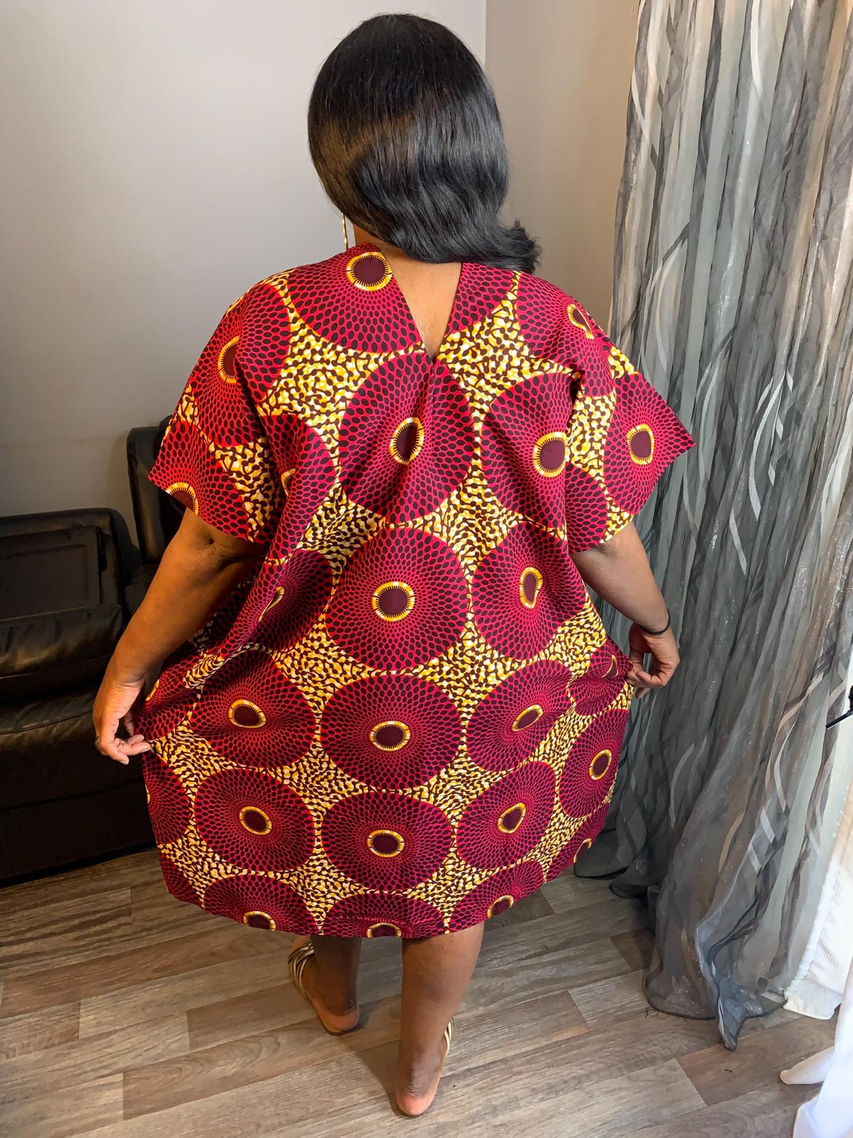 Robe Femme Wax Ankara, 100% Coton Robe Midi Motif : Disque