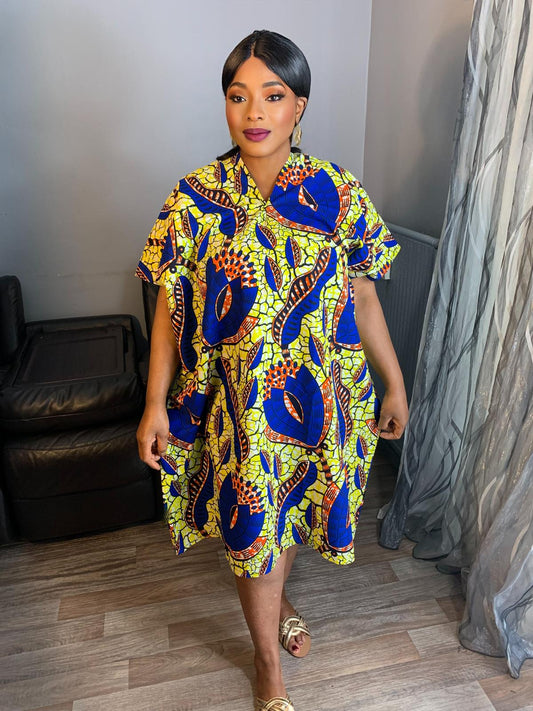 Robe Femme Wax, Ankara 100% Coton Robe Midi ; motif : Collection Design
