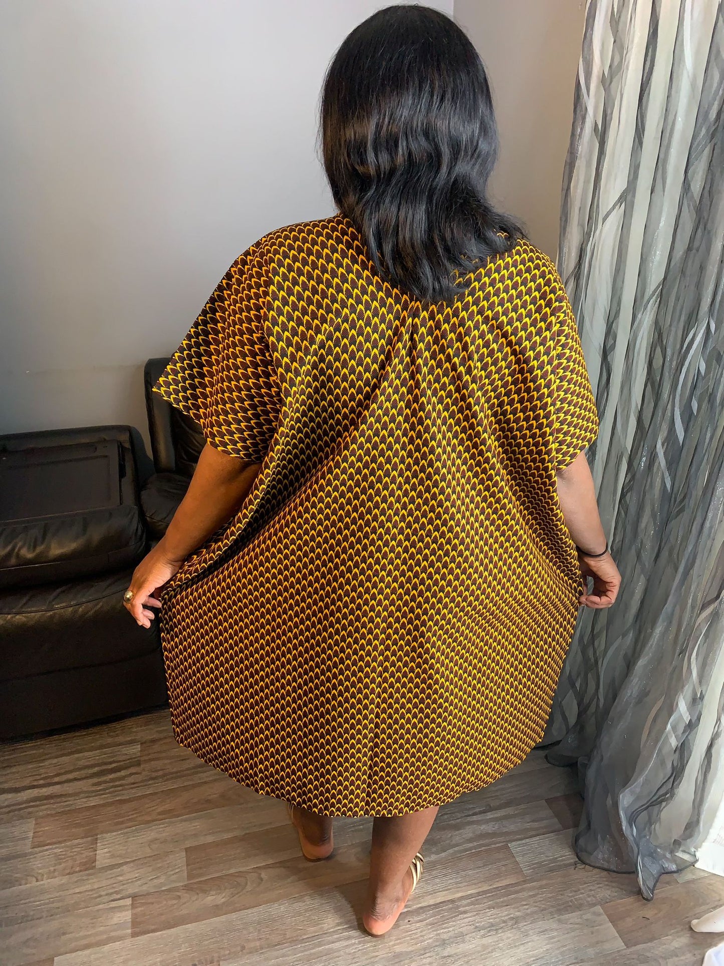 Robe Femme wax, Ankara 100% Coton Robe Midi motif: Écaille