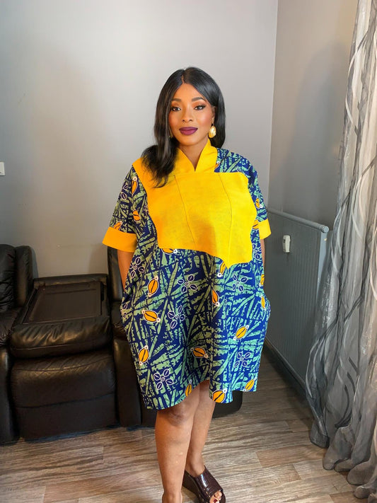 Robe Wax Achorké Vert Jaune