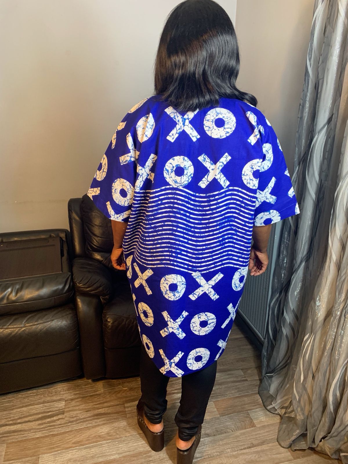 Robe Wax Africain OX Bleu Bogolan Caftan- Kaftan.