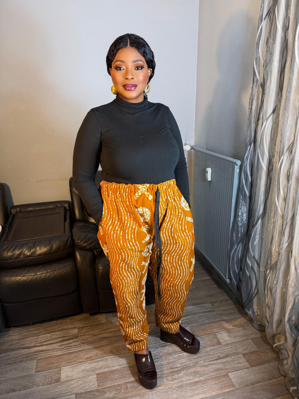 Pantalon Femme Wax Africain OX Pants Coupe droite.