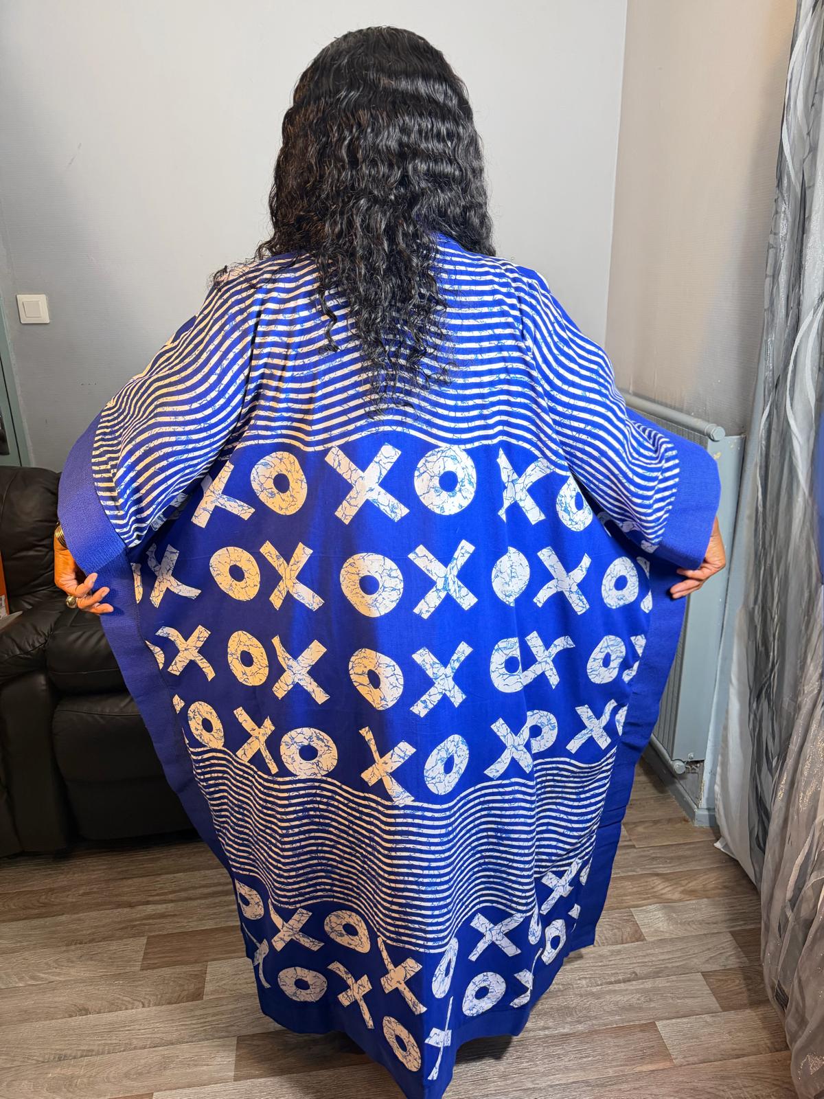 Grand Kimono Long Femme Wax Aso Oke Wax OX Caftan Tendance Pièce Rare" 100% Coton