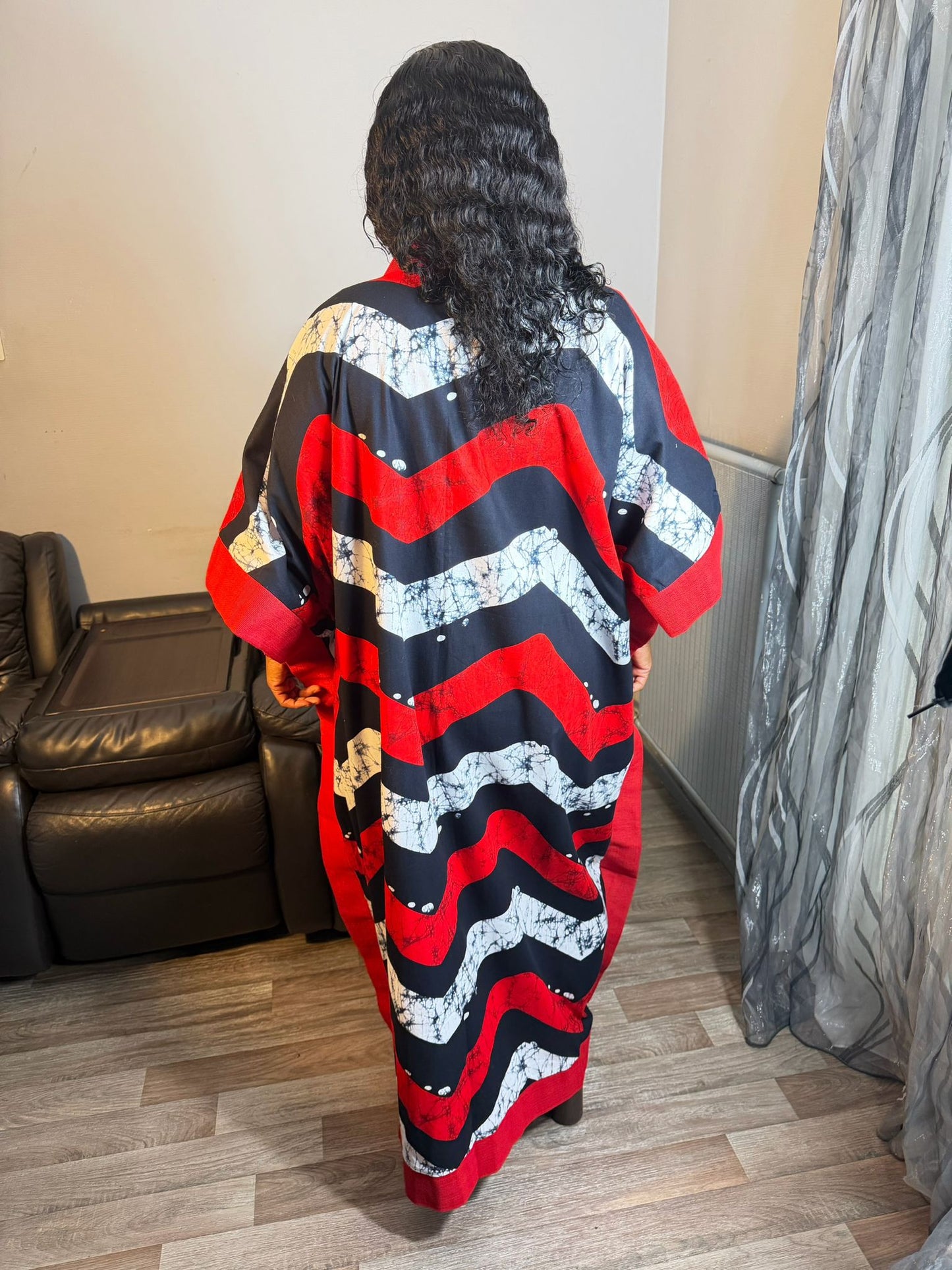 Grand Kimono Long Femme Wax Aso Oke Caftan Tendance Pièce Rare 100%Coton