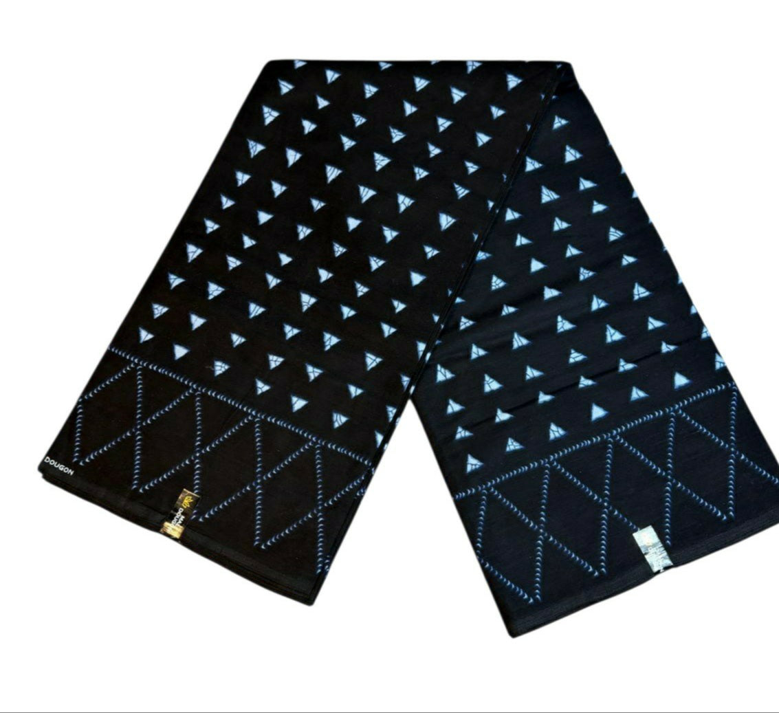 Tissus Wax Africain 1 à 6 yards Wax Mali Dogon Original 100% Coton Indigo Bleu