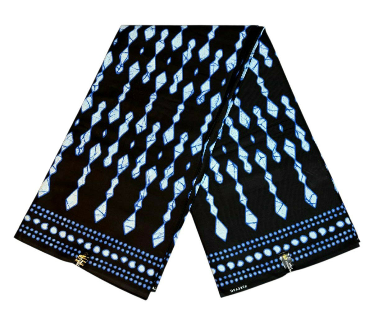 Tissus Wax Africain 1 à 6 yards Wax Mali Dogon Original 100% Coton Indigo Bleu