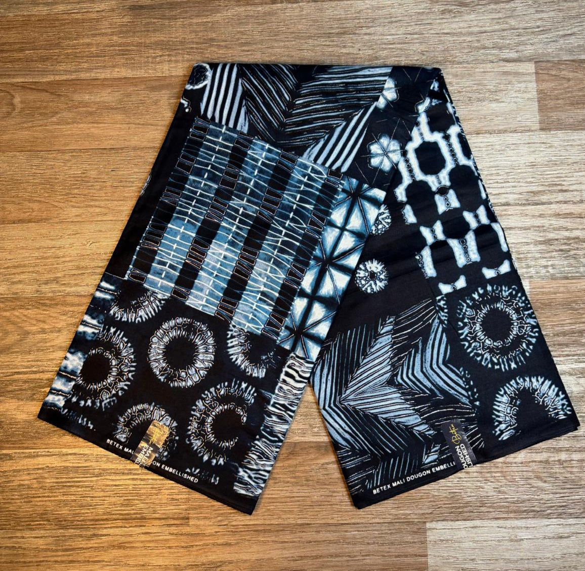 Tissus Wax 1 à 6 yards Wax Africain Wax 100 %Coton Indigo Bleu Marine Argenté
