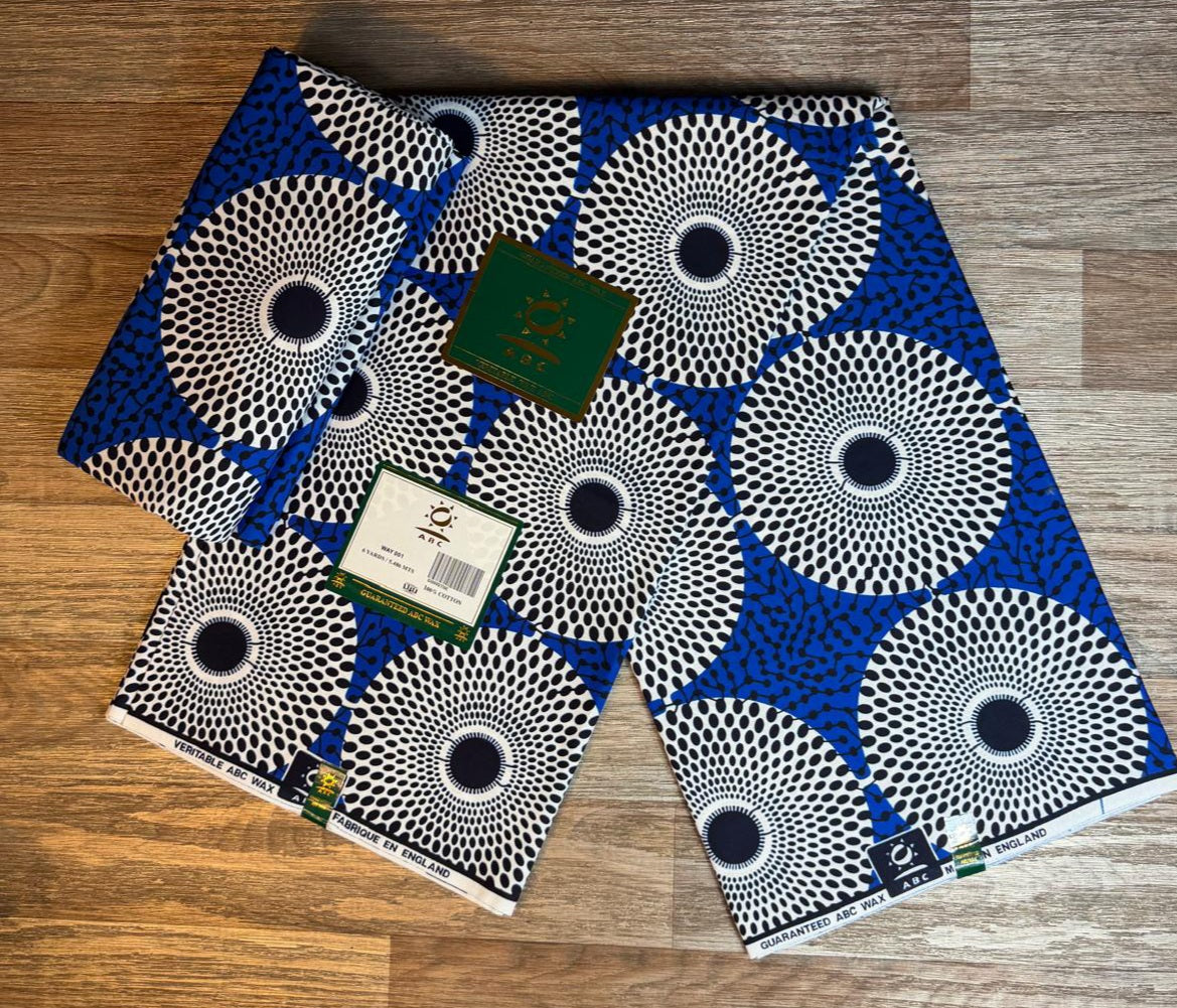 Tissus Wax Africain 1 à 12 yards Wax Abc 100% Coton Ankara