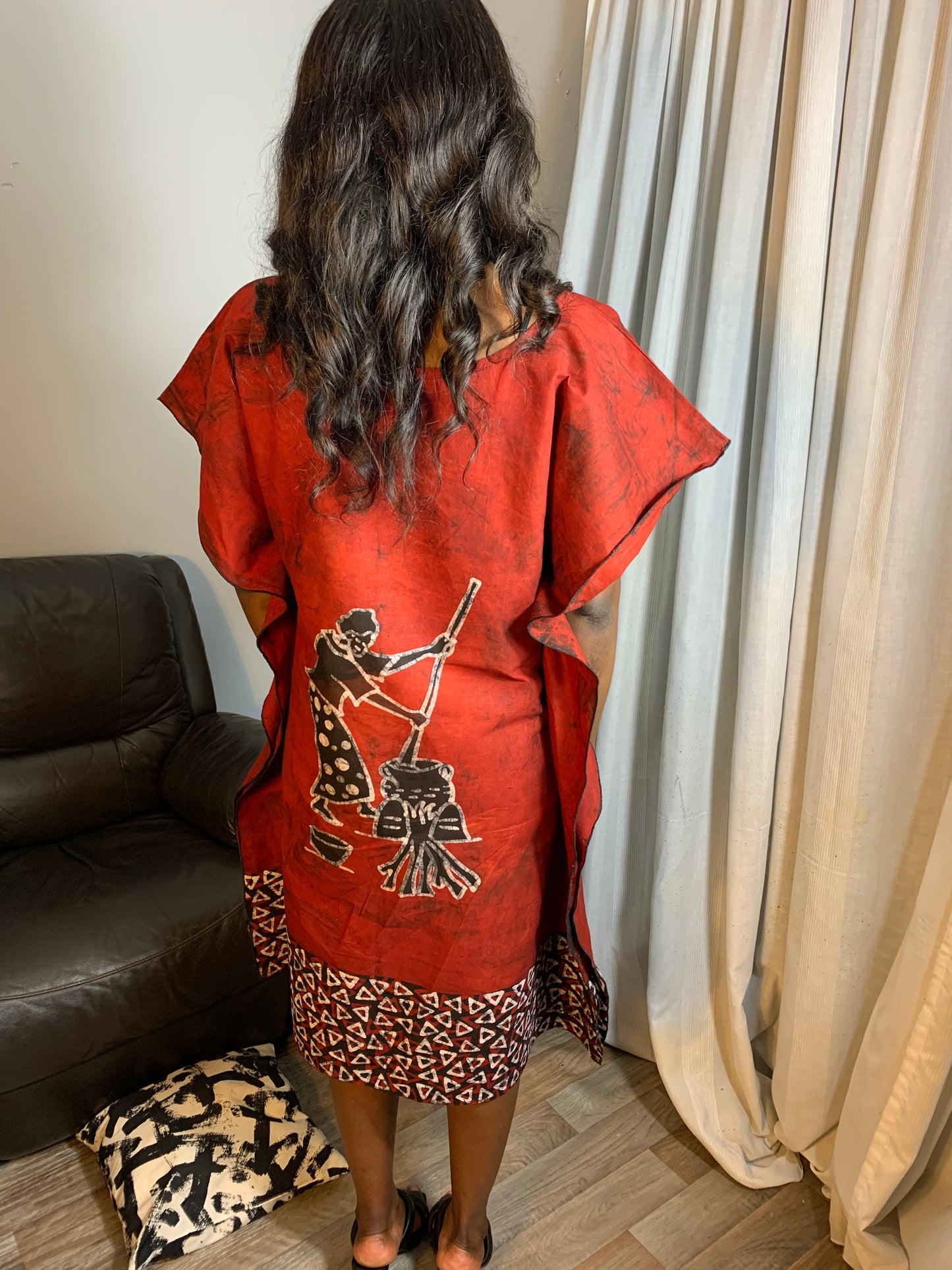 Robe batik Rouge Artisanale Design 100%Coton