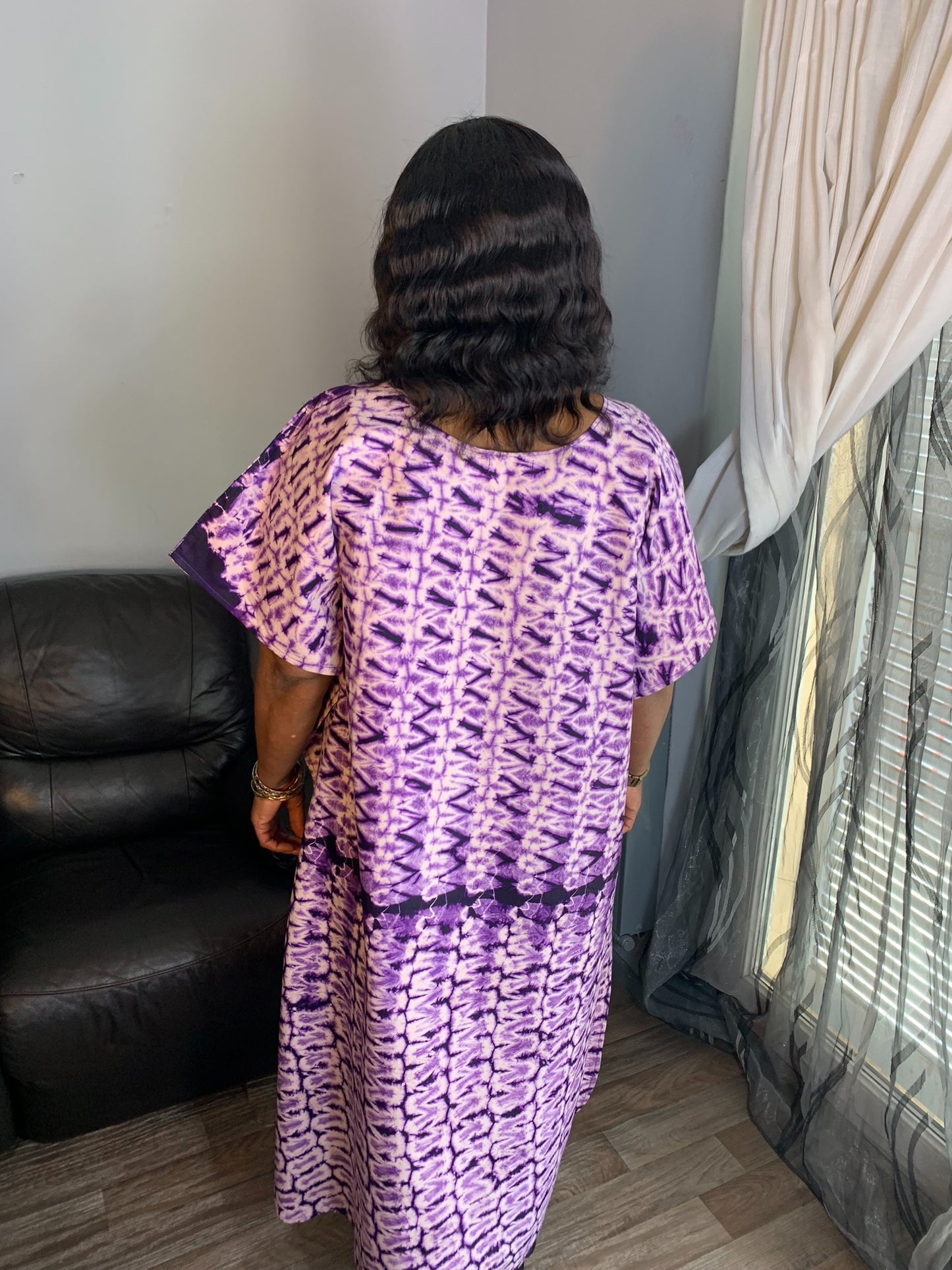 Bazin Long Dress Purple