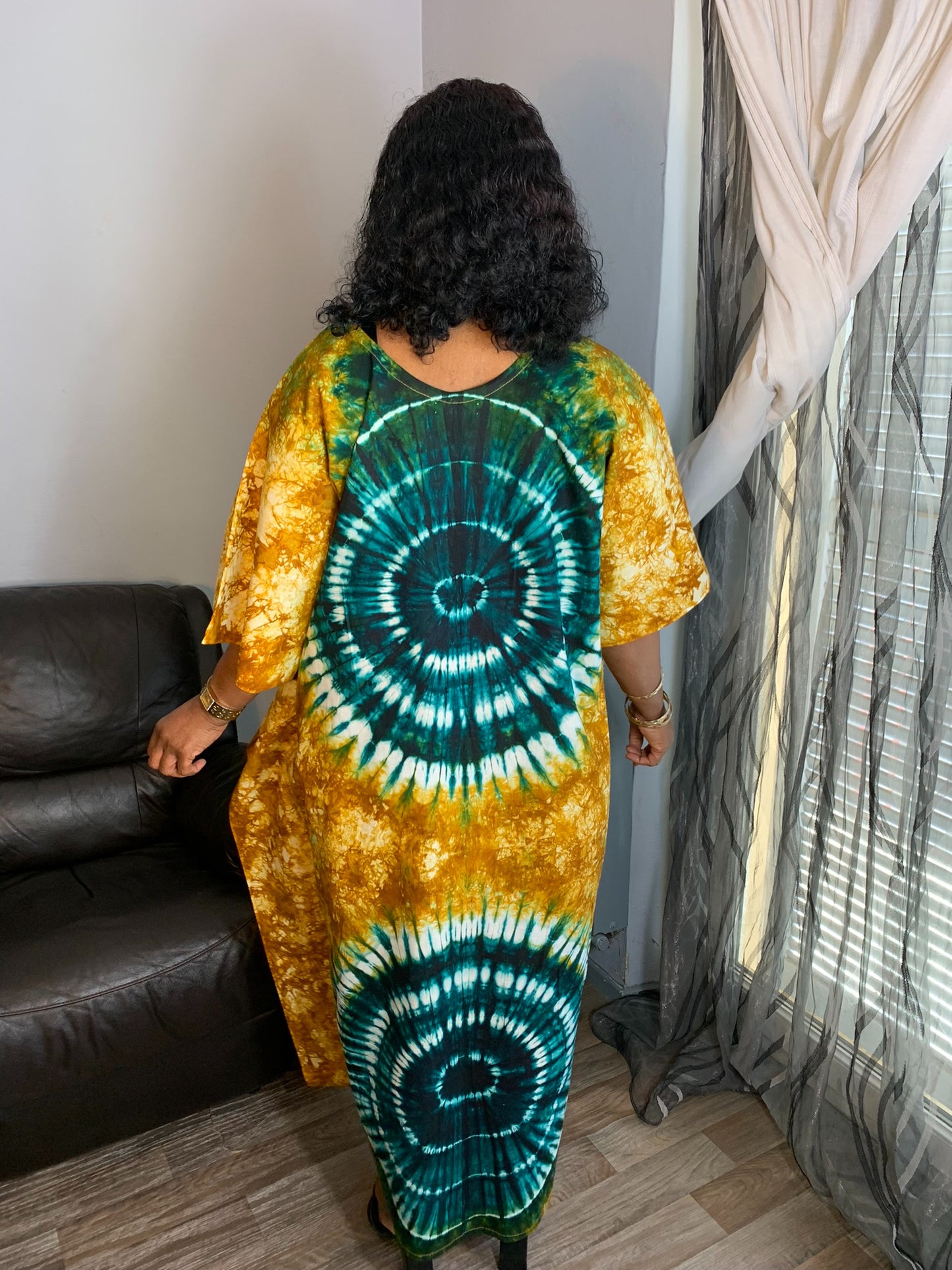 Robe Longue Batik Makeba Camel tye and dye 100% Coton