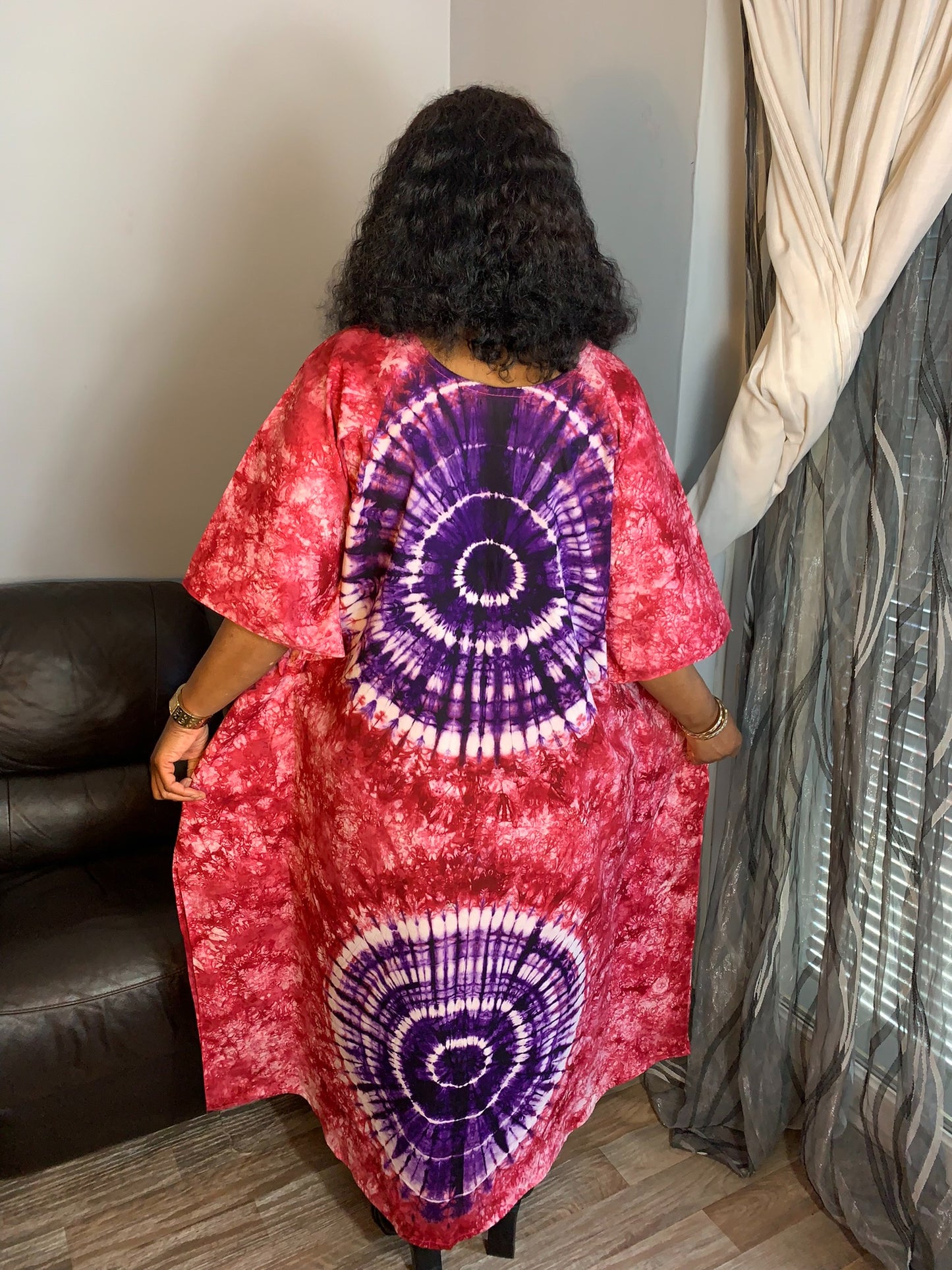 Robe femme Longue Batik Tye and Dye Rose 100%Coton