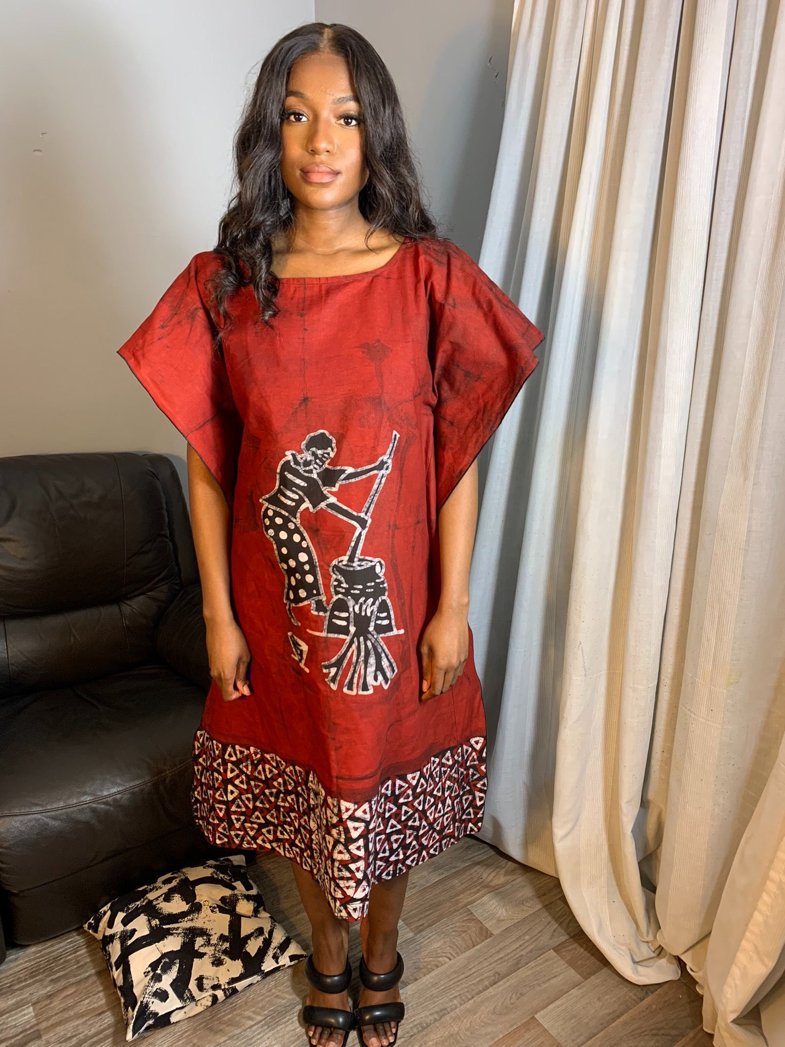 Red batik dress
