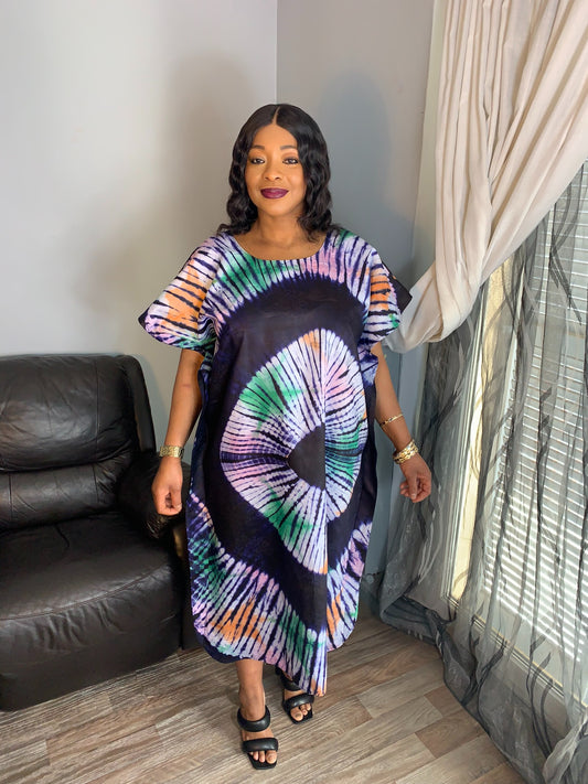 Bazin-Kleid Mehrfarbig