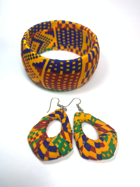 Kente-Ohrringe-Armband-Set