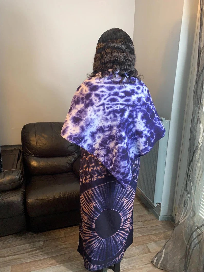 Hand Dyed Indigo Blue Cotton Double Gauze Long Scarf