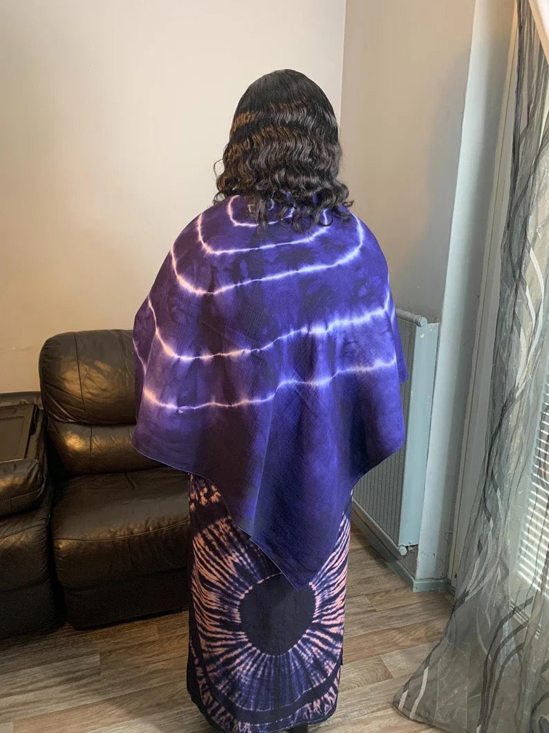 Hand Dyed Indigo Blue Cotton Double Gauze Long Scarf