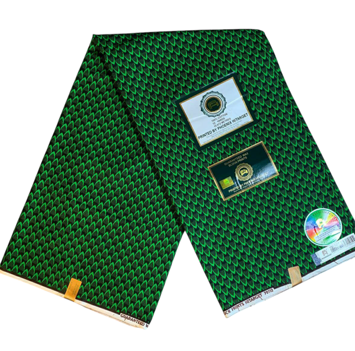 Tissus Wax Africain 100% Coton Ankara 1 à 5 yards Wax Hitarget Vertes Green Écaille