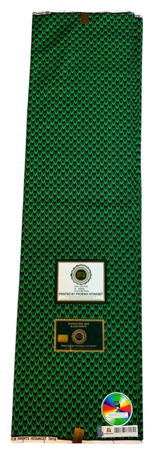 Tissus Wax Africain 100% Coton Ankara 1 à 5 yards Wax Hitarget Vertes Green Écaille