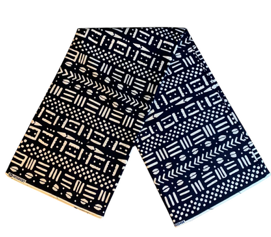 Afrikanischer Wachsstoff, 100 % Baumwolle, Ankara, 1 bis 6 Yards. Authentisches Hitarget-Wachsmuster: Bogolan Batik