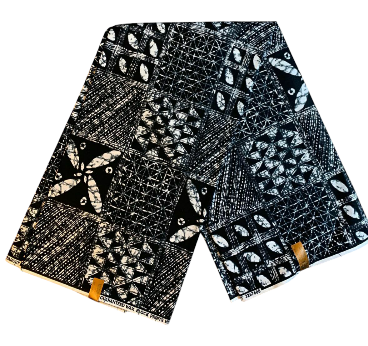 Tissus Wax Africain 100% Coton Ankara 1 à 6 yards Wax Hitarget Design Ethnique Yoruba Blanc et Noir