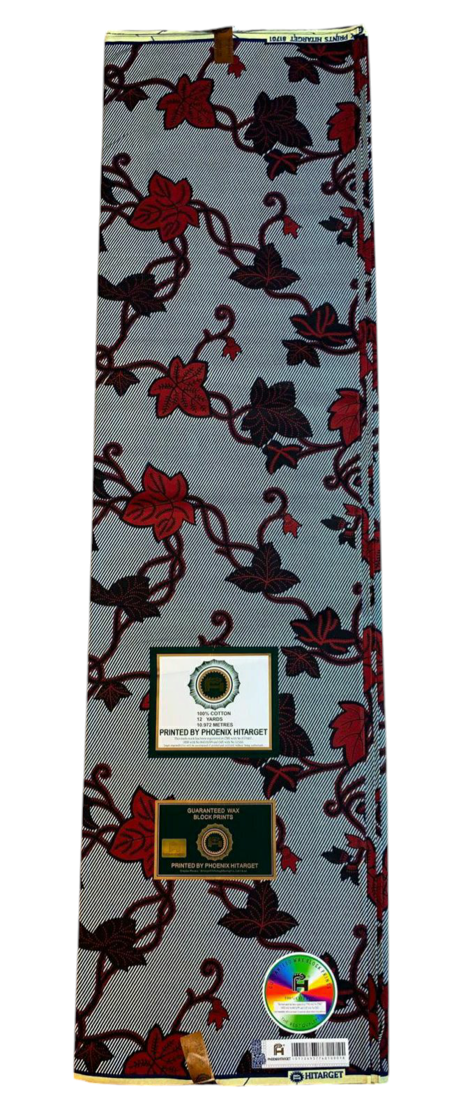 Tissus Wax Africain 100% Coton Ankara Design 1 à 6 yards Wax Hitarget Authentique motif : Feuilles de Raisin