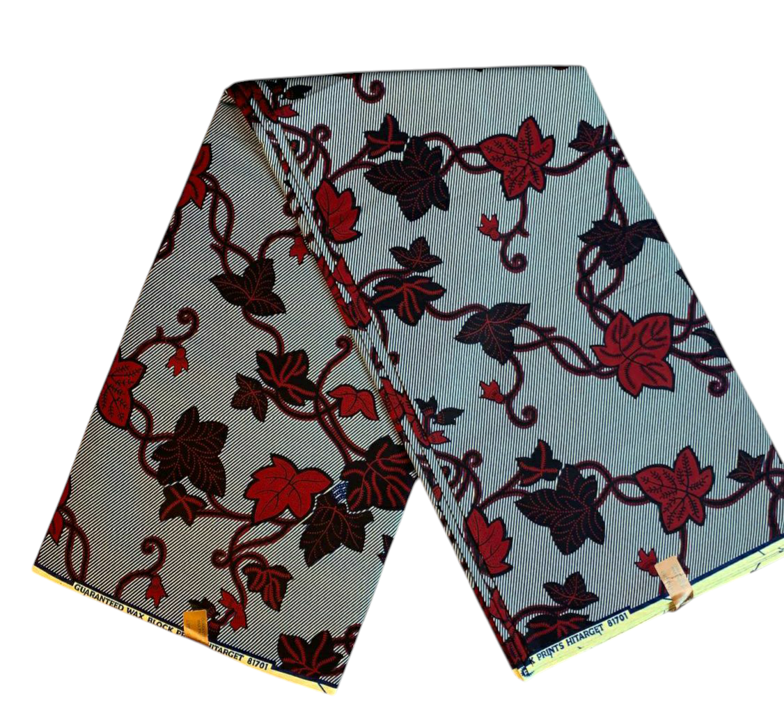 Tissus Wax Africain 100% Coton Ankara Design 1 à 6 yards Wax Hitarget Authentique motif : Feuilles de Raisin