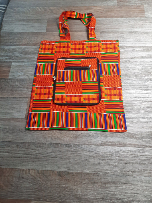 Faltbare Wachs-Einkaufstasche mit Reißverschluss