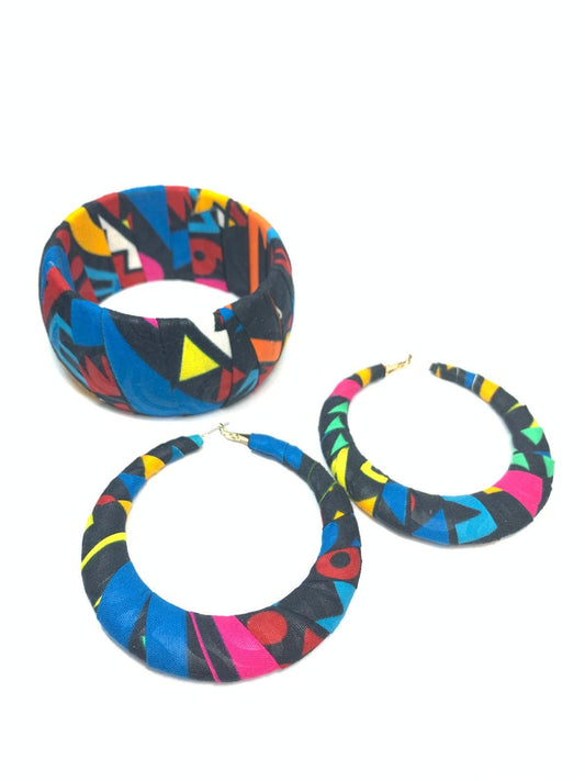 Schwarzes Zulu-Muster-Ohrring-Armband-Set