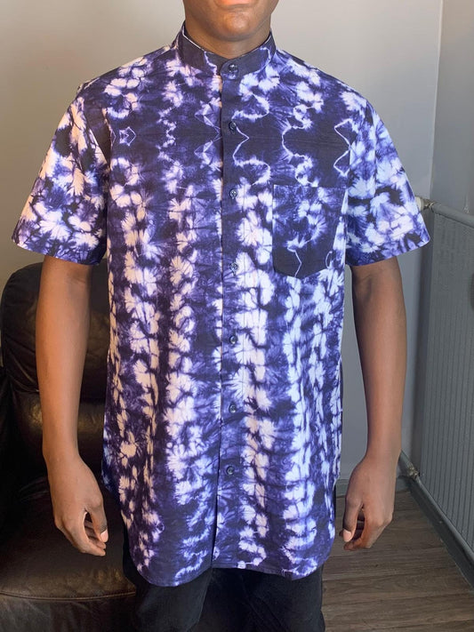 Indigo afrikanisches Batik Adire Kampala Shirt
