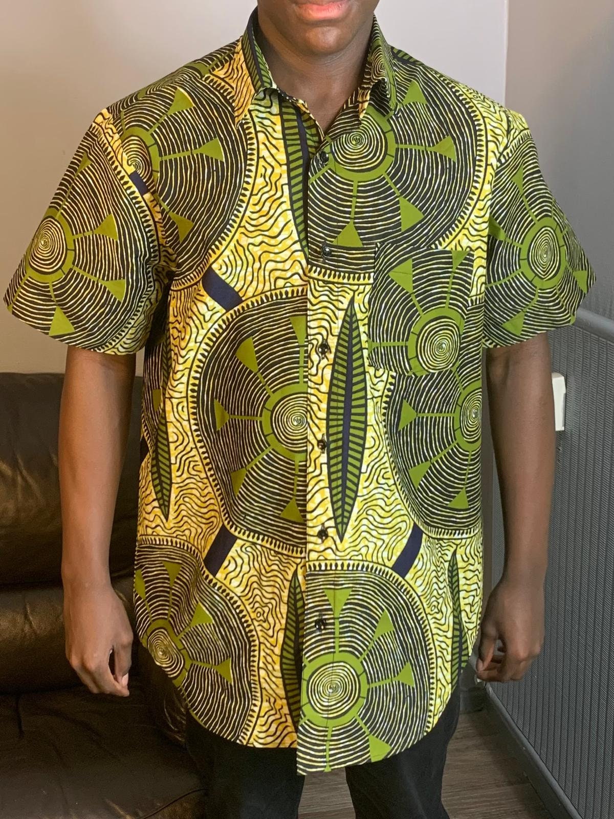 Chemises Homme Wax Avec Col Ankara 100%Coton Doux Multicolore