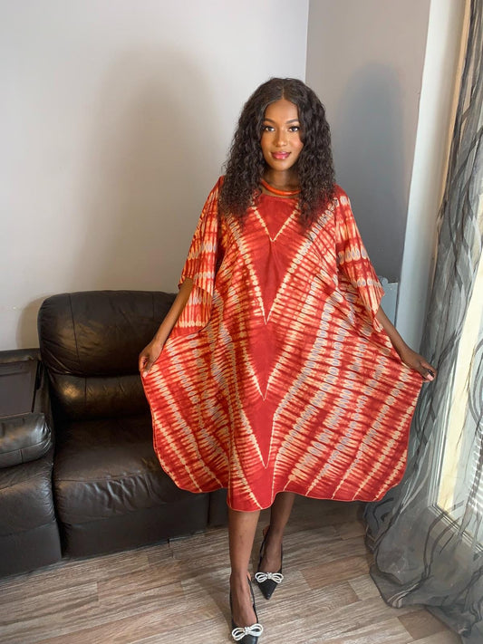 Kampala Adire Rotes Kleid