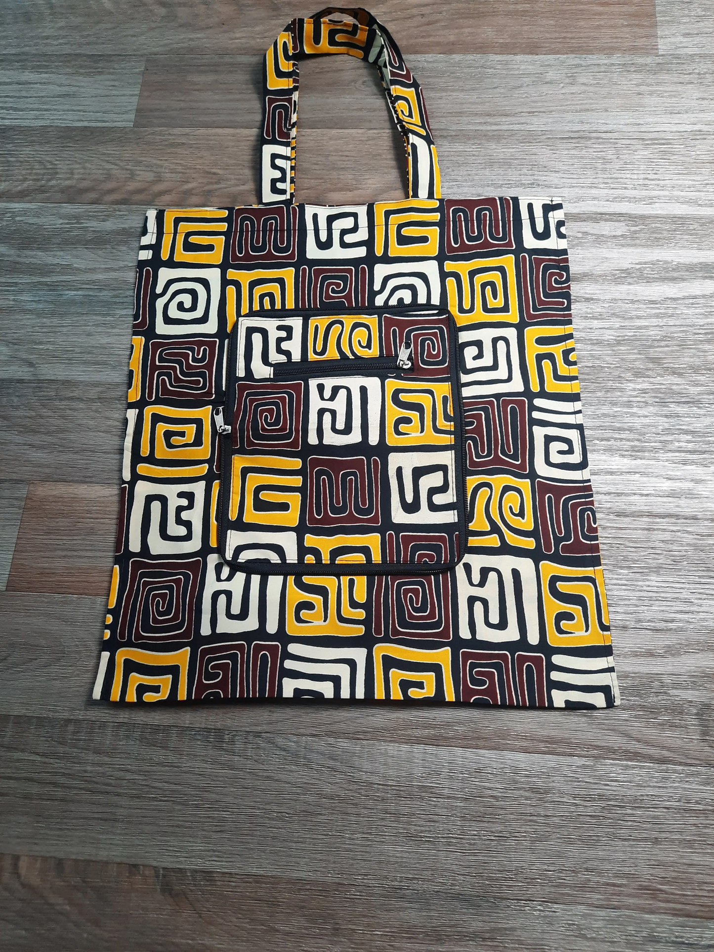 Foldable Wax Tote Bag with Zipper