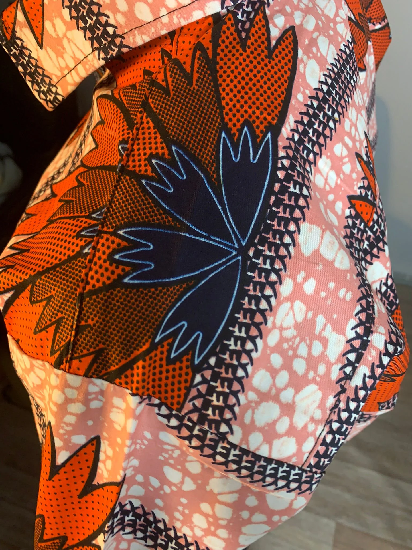 Chemises Homme Wax avec col, Ankara 100%Coton Doux Motif: Feuilles d'automne Multicolore