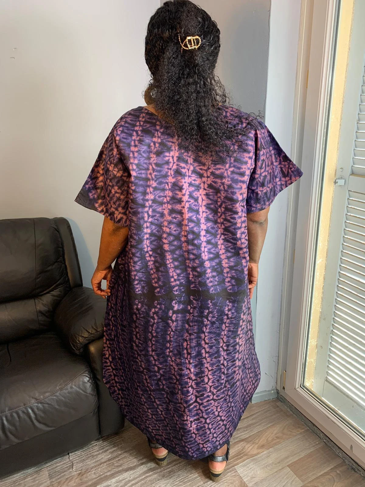 Bazin Long Dress pink blue