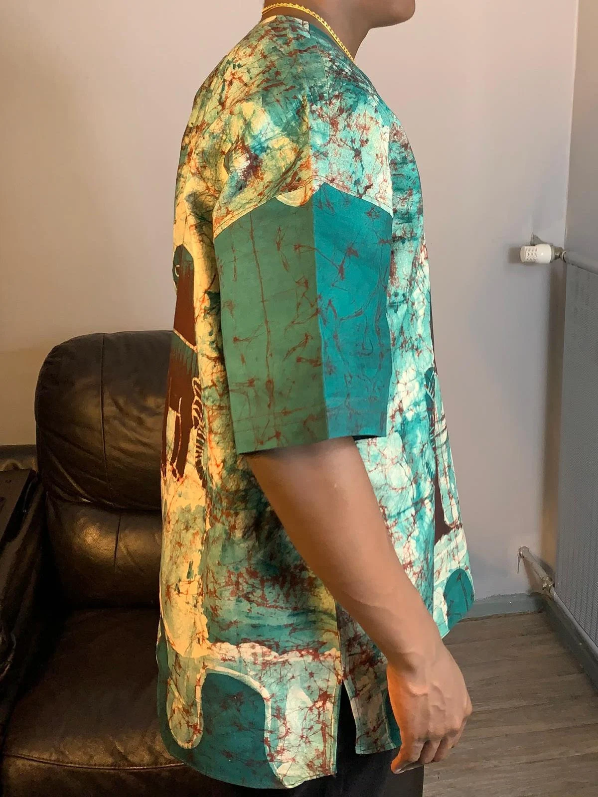 Mixed Batik Safari Animal Pattern Cotton Shirt - Green