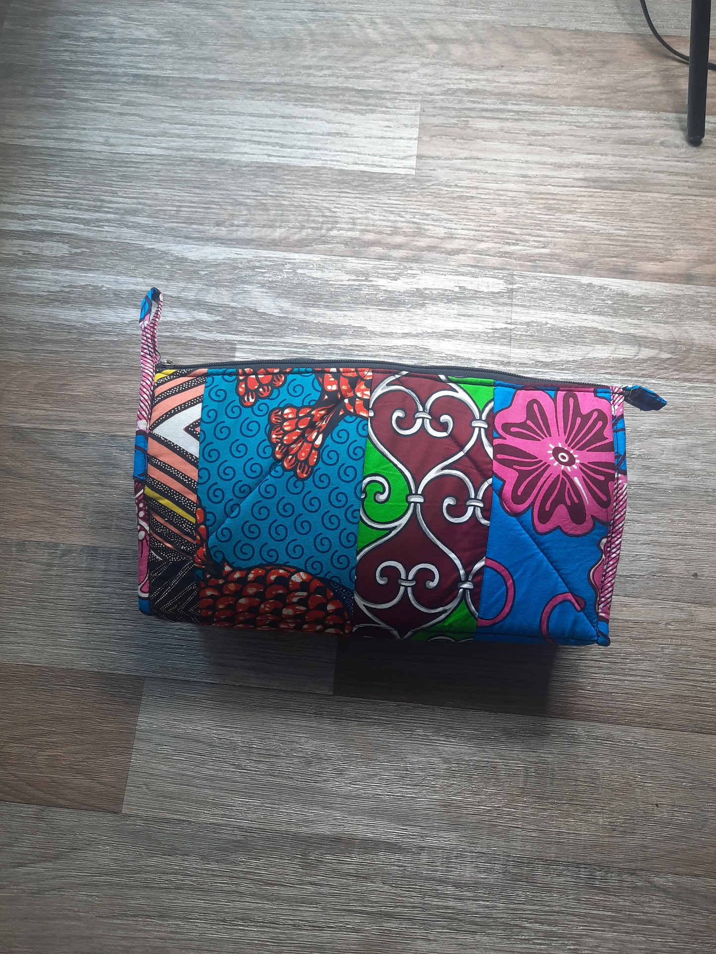 Large Patchwork Toiletry Bag in Wax Fabrics - 100% Cotton Multicolor