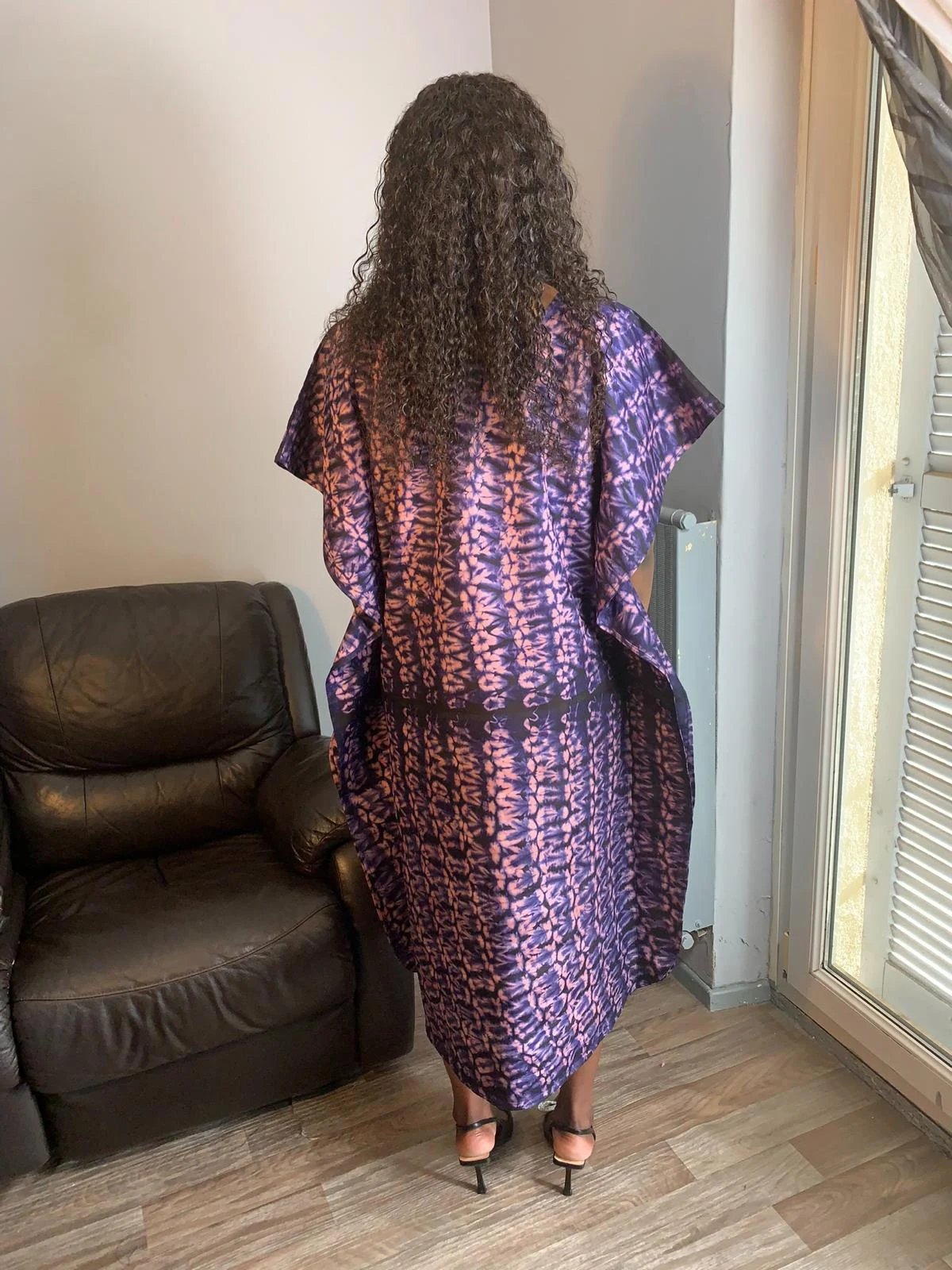 Bazin Long Dress pink blue