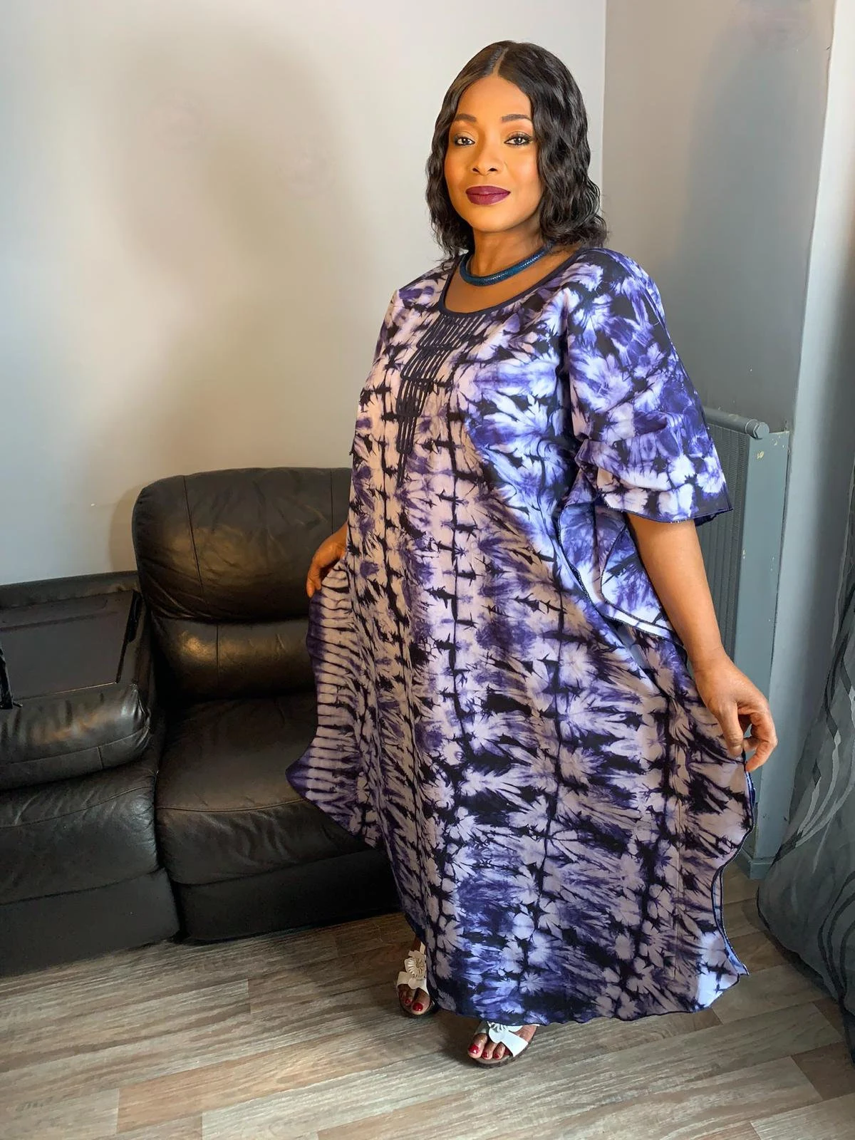 Robe Longue en Coton Indigo